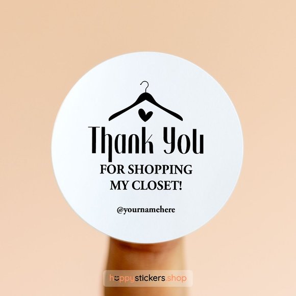 Thank You For Shopping My Closet Stickers with Name or Custom Text - Picture 14 of 17